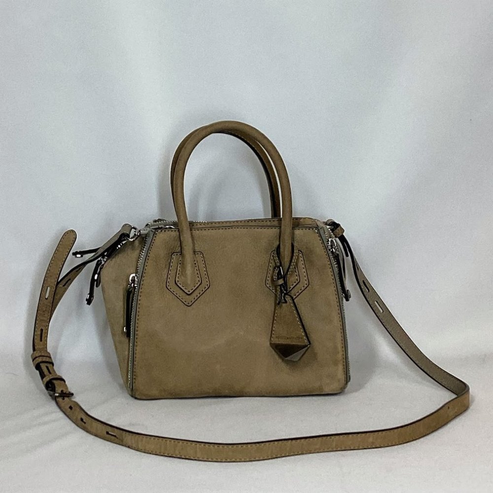 Rebecca Minkoff Micro Perry Tan Sandstone Nubuck Crossbody Satchel
